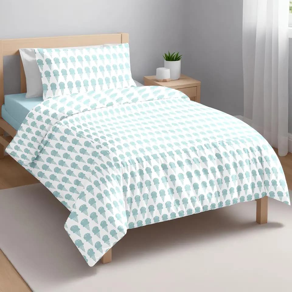 Ruggeri - Bettwäsche-Set – 100% Baumwolle – Kollektion Candy Dreams (Eiscreme-Blau, Einzelbett)