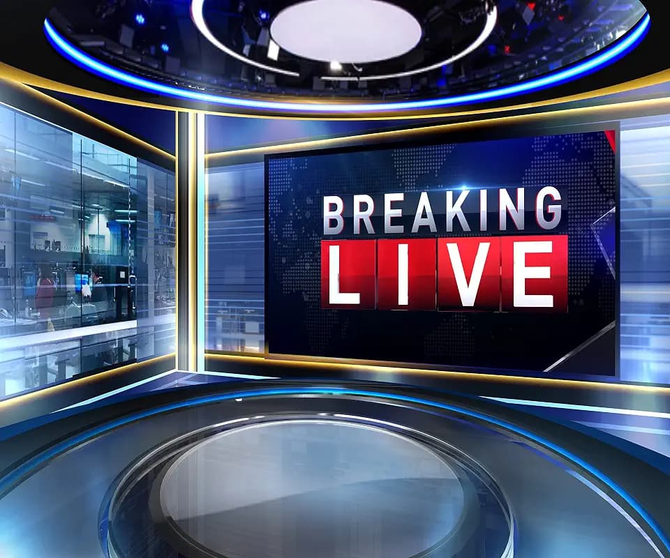 Fabric 10x8ft News Broadcast Backdrop TV Show Newscaster Studio Photography Breaking Media Monitor Equipment Microphone Reporter Interview Stage Video Recording Photocall Background Props