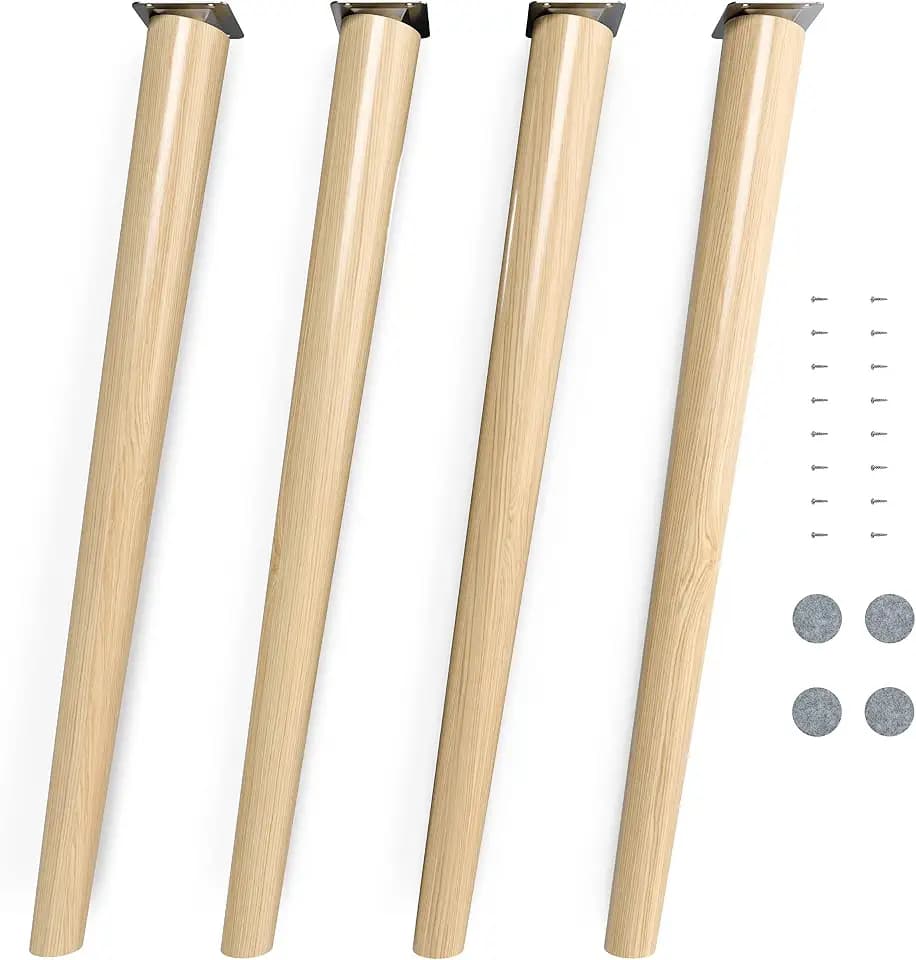 Sossai Tischbeine aus Massivholz Buche mit Öl-Finish, Clif Round HMF2, 71 cm hoch, rund, schräge Ausführung, für Stühle, Tische