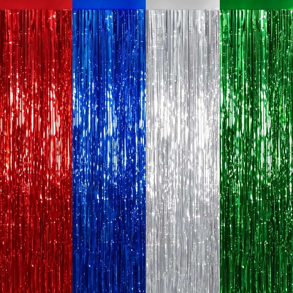 8 Pack Foil Fringe Curtain Backdrop for Birthday Party Wedding Graduation