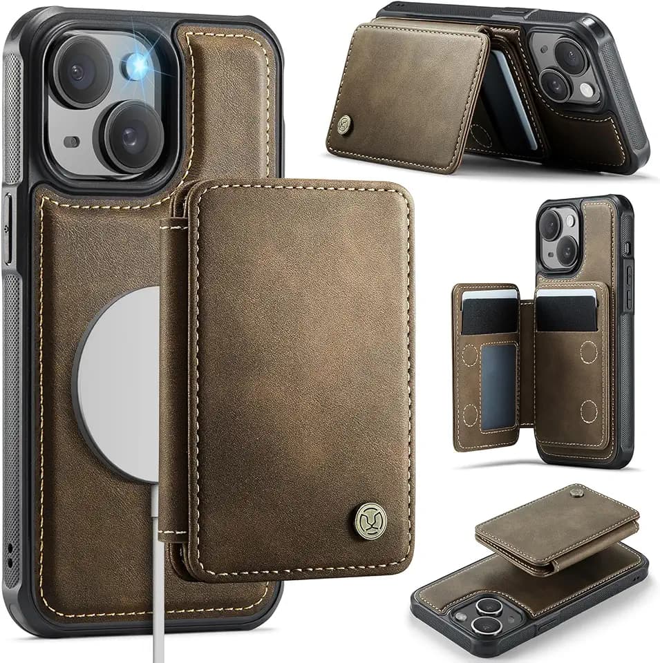 Compatible with Magsafe for iPhone 14 Plus Wallet Case, Brown