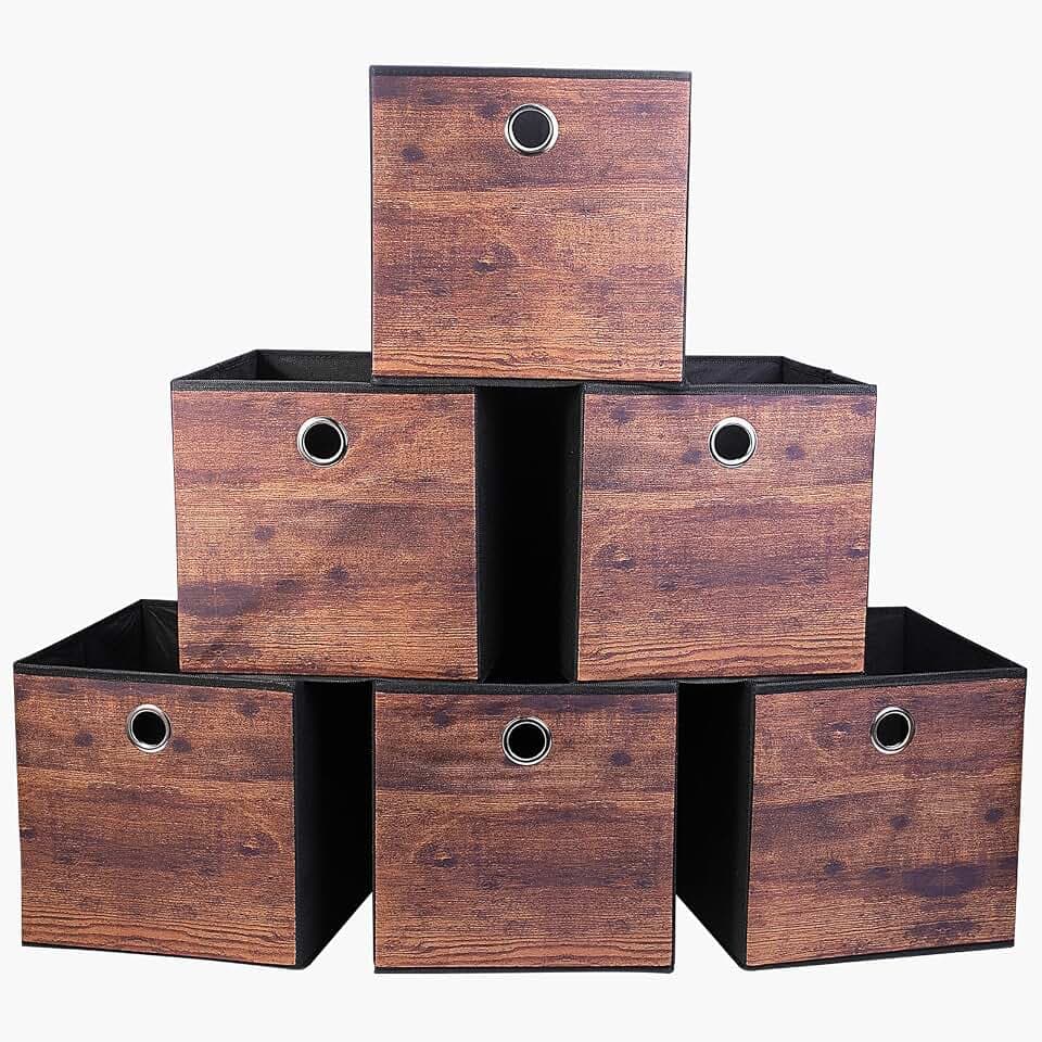 JAKAGO 6 Stück Faltbare Aufbewahrungsbox 30 x 30 x 30 cm Stoff Aufbewahrungswürfel Faltbox für Kallax Regale Würfel Aufbewahrungseinheit Zuhause Büro Kinderzimmer（WDT）