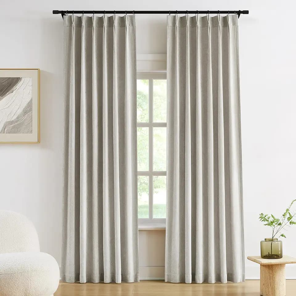 Vision Home Chenille Pinch Pleated Curtains,Silver Grey 36"Wx102"L 2 Panels
