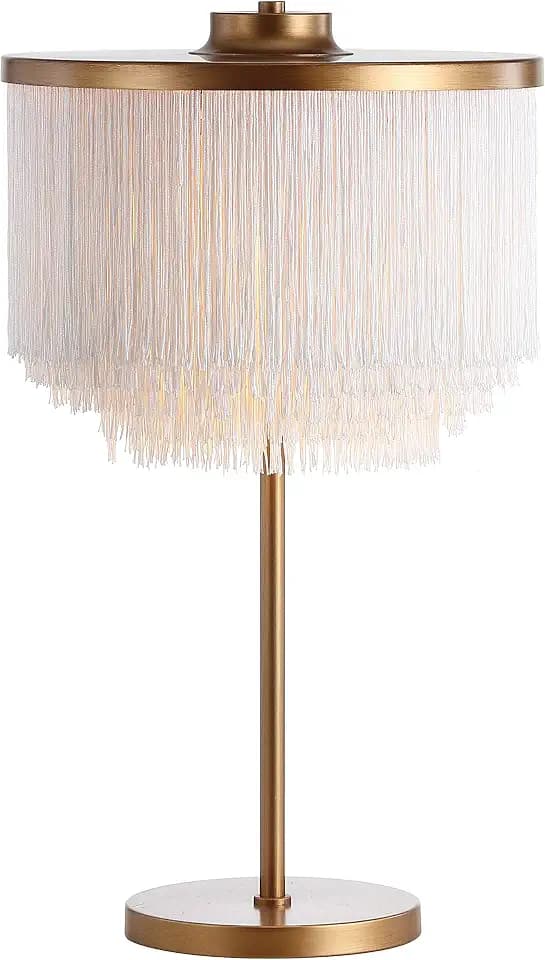 JONATHAN Y Coco 2-Light Fringed Metal LED Table Lamp 27.5", Gold
