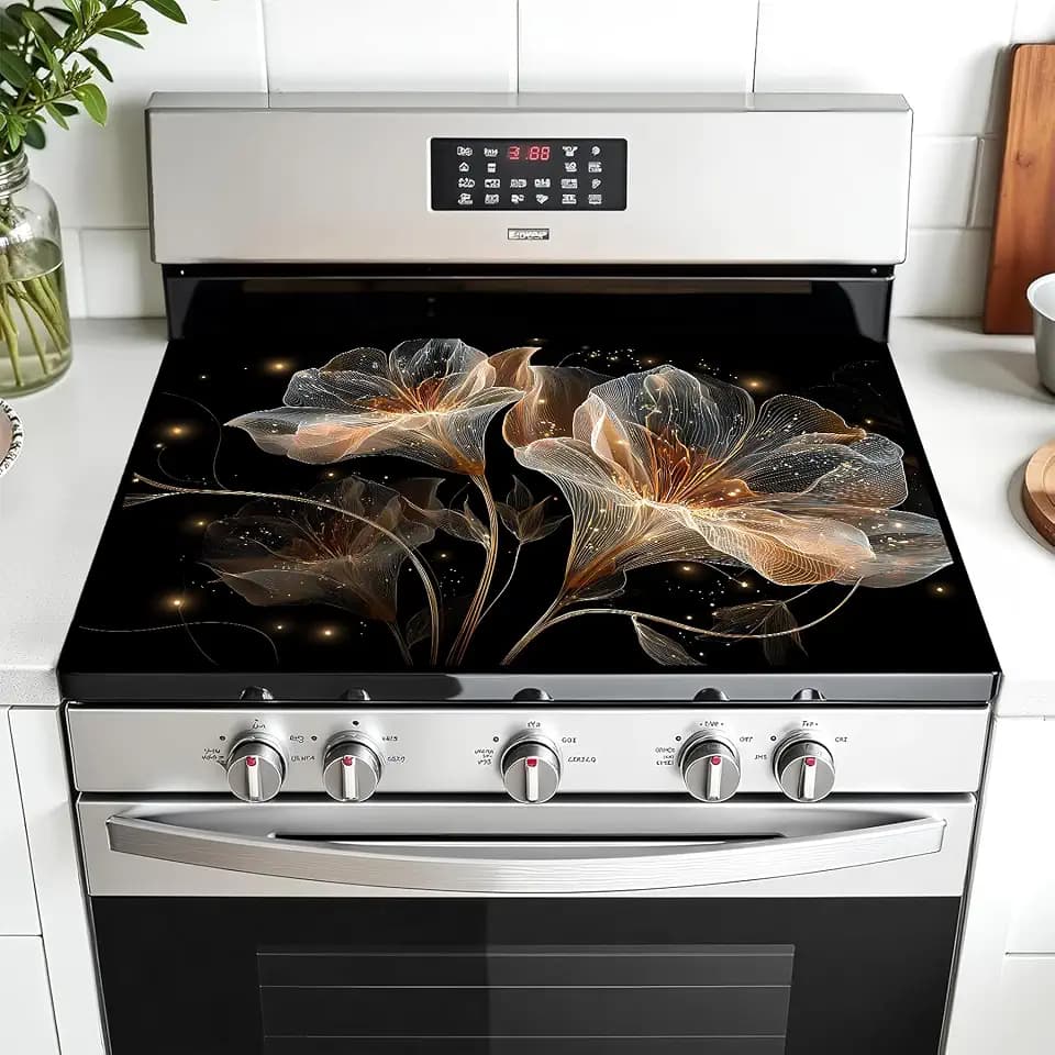 Multi-Design Stove Top Cover for Glass/Electric Stoves - 3-in-1 Heat-Resistant Protector Mat,Christmas Theme Non-Slip Drying Rack 28"x20"