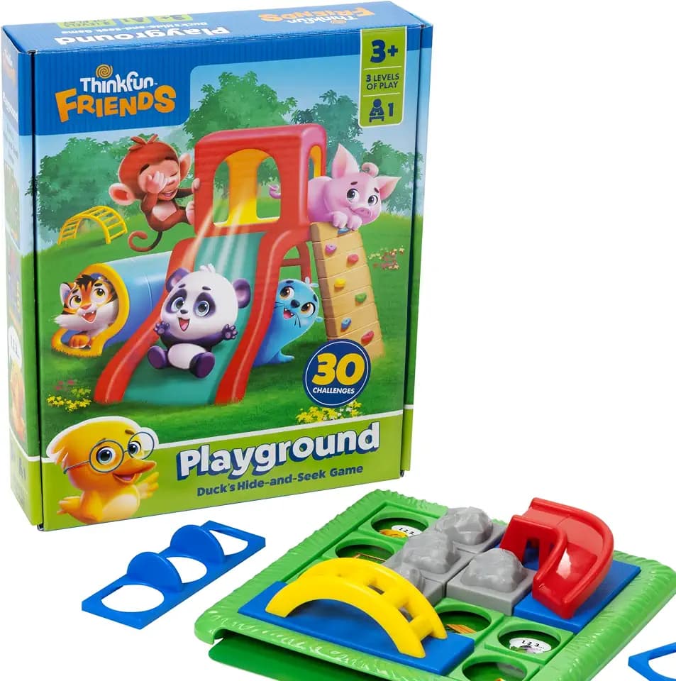 ThinkFun Friends: Playground - Hide & Seek Puzzle Game for Preschoolers - 30 Challenges for Problem-Solving Fun - Ages 3+