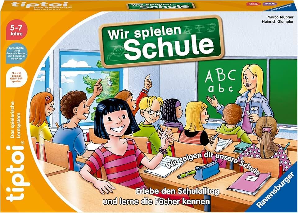 Ravensburger tiptoi Spiel - 00123 Wir Spielen Schule - Spiel ab 5 Jahren für 1-4 Spieler, Erlebe interaktiv einen kompletten Schultag