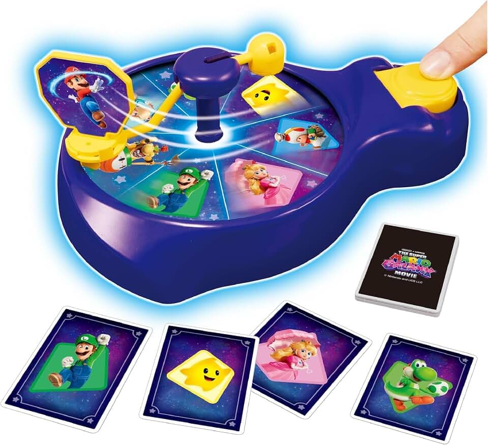EPOCH Games - 7639 Super Mario Galaxy Movie Spin'n Match Game, Party Spiel, Roulette, Super Mario Spiel, Geschicklichkeitsspiel, Nintendo, Brettspiel für Kinder ab 4 Jahren
