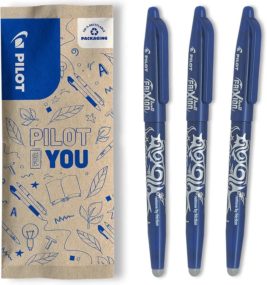 PILOT - FriXion Ball 0.7 Set - 3 Stück: Blau - Radierbare Tintenroller 0,4mm Strichstärke - Angenehme Schreibführung, Thermosensitive Tinte, Austauschbare Mine - Mittlere Spitze