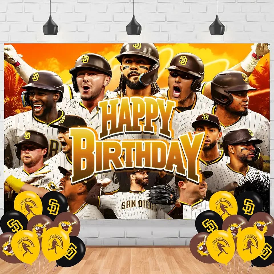 Baseball Team San-Diego Birthday Party Decorations Football Banner Sports Theme Party Decorations for Boys Indoor Outdoor Birthday Party Supplies Backdrop （5 * 3FT)