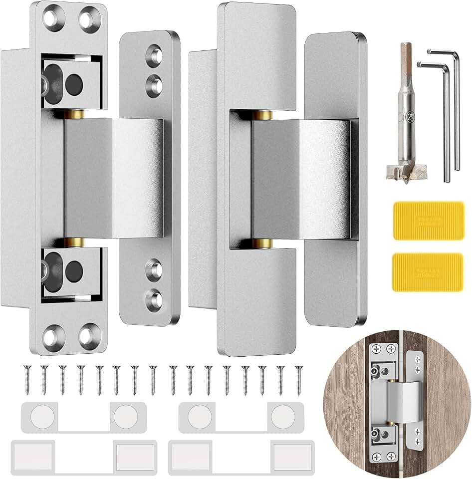 4.5" Hidden Door Hinges, 110° Concealed Hinge for Invisible Doors