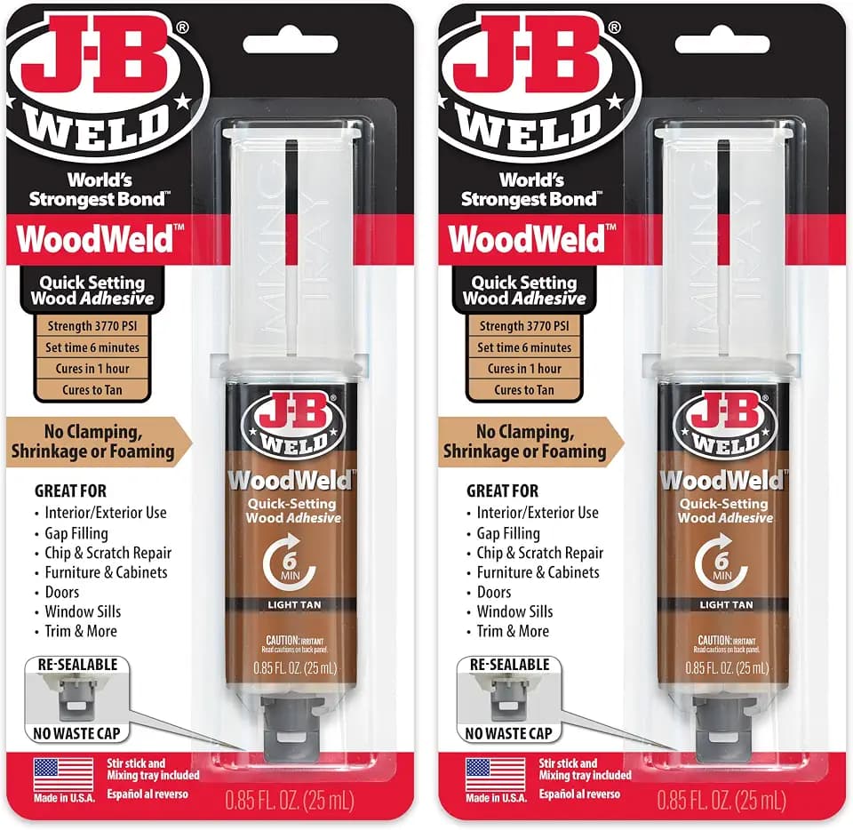 J-B Weld WoodWeld Syringe, Light Tan, 25ml 2 Pack