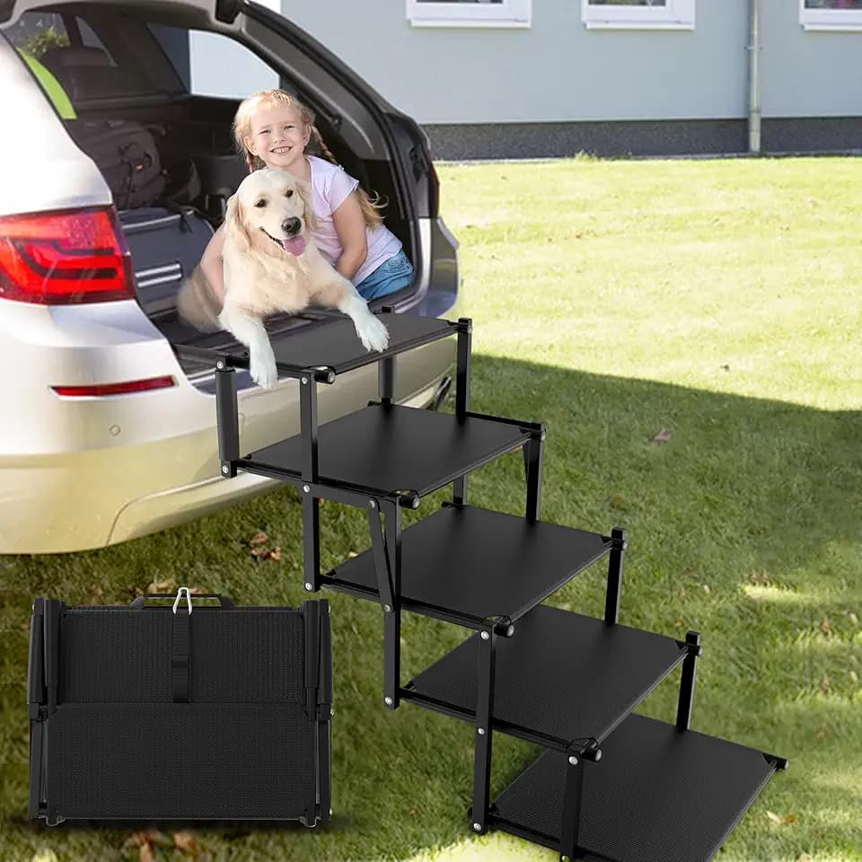 Extra Wide 20" Dog Stairs for Large Dogs, Dog Steps for Car 5 Steps
