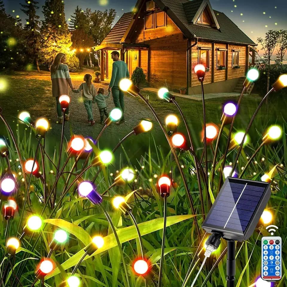 Solarlampen für Außen, 4 Stück 6LED Solarleuchten Gartendeko, 8 Modi Solar Glühwürmchen Lichter Wetterfest Gartenleuchten Outdoor für draußen Garten Balkon Weihnachten Deko (Mehrfarbig)
