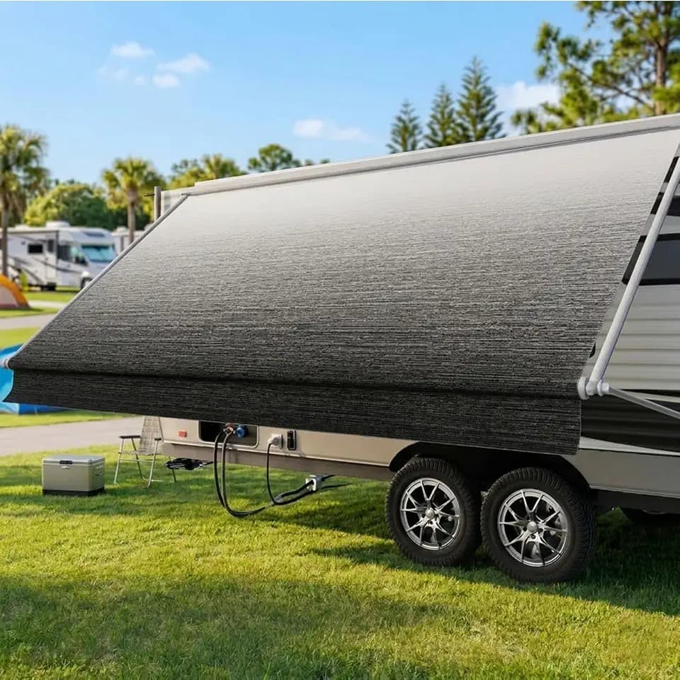 RV Awning Replacement Fabric, 16' (15'2" Canopy), 19.5 oz, Black Fade