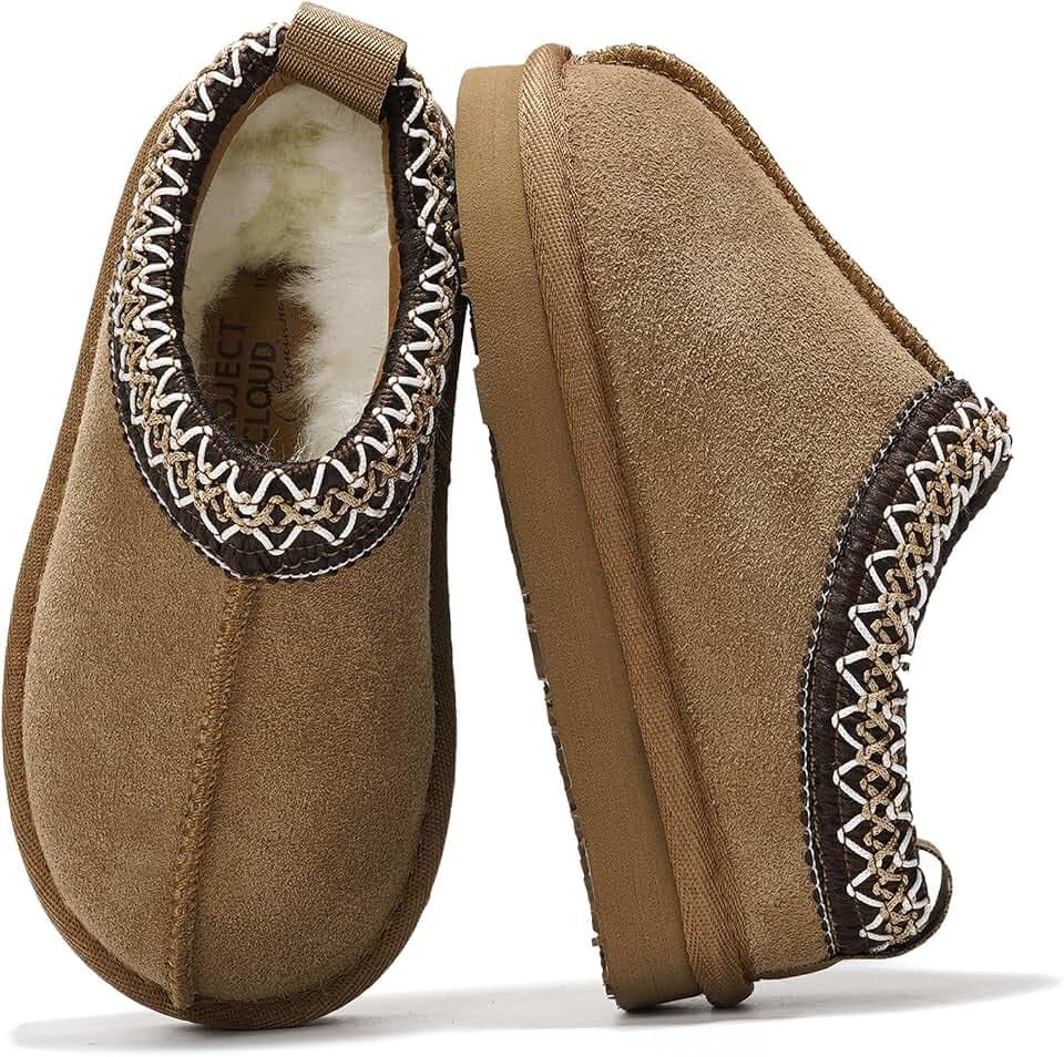 100% Genuine Leather Kids slippers Slip On Shearling Lined Toddler slippers