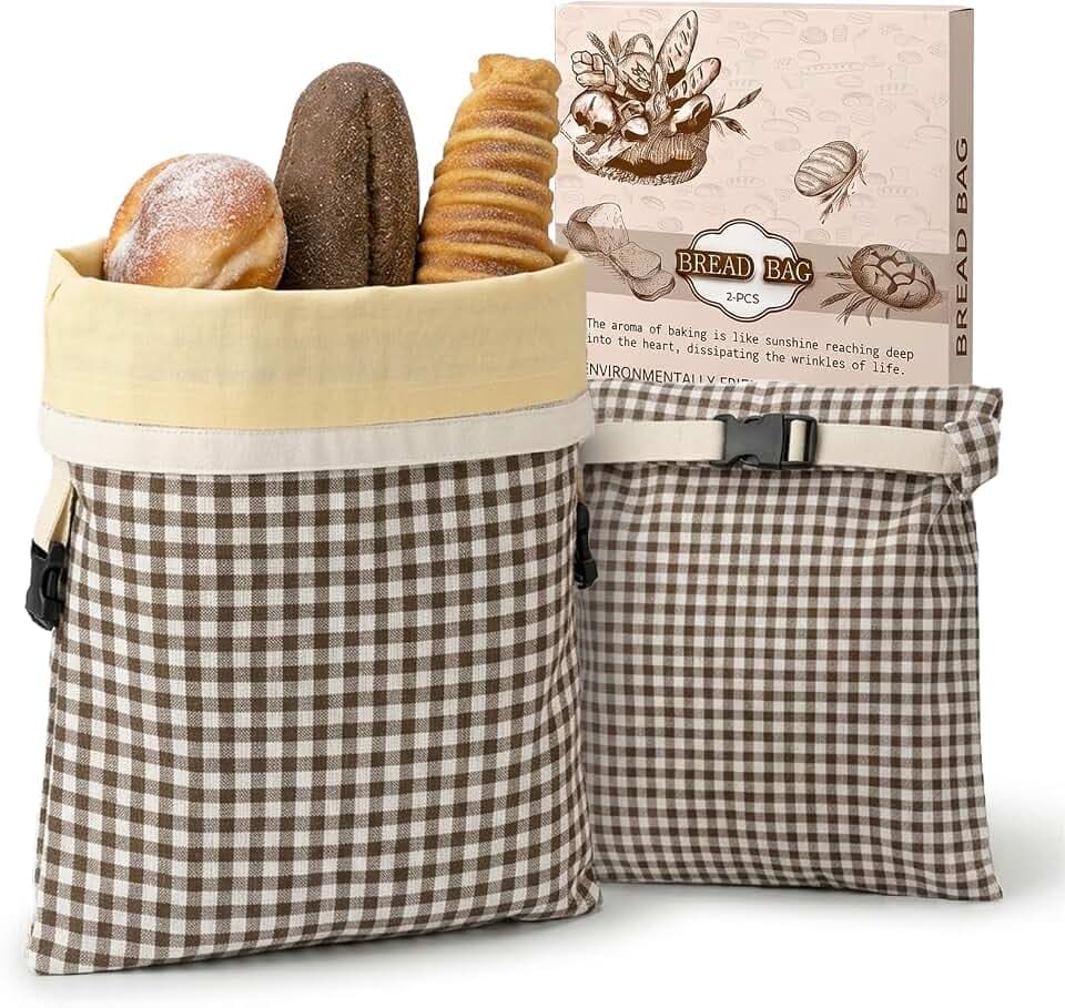 LURKA 2-Pack Beeswax Bread Bags with Cotton Linen for Homemade Sourdough
