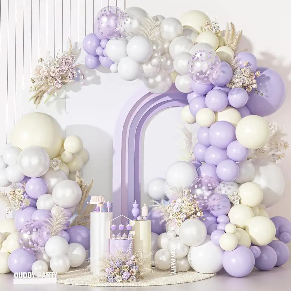 Ouddy Party Pastel Purple White Balloons Garland Arch Kit 18 12 10 5 Inch