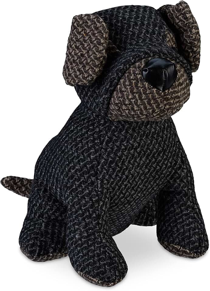 Relaxdays Türstopper Hund, Türhalter, H x B x T: 23,5 x 18 x 22 cm, Sandfüllung, Bodenpuffer, freistehend, grau/braun