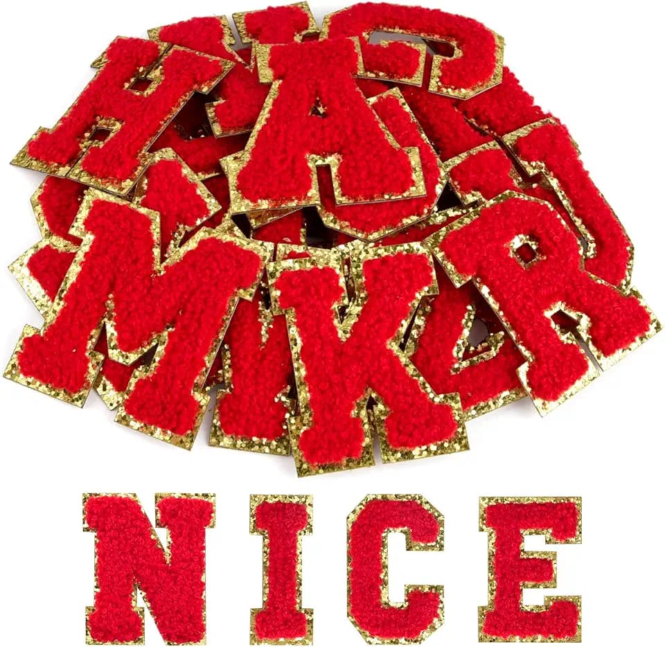 ASTARON 26 selbstklebende Buchstaben Aufnäher Chenille-Buchstaben Aufkleber