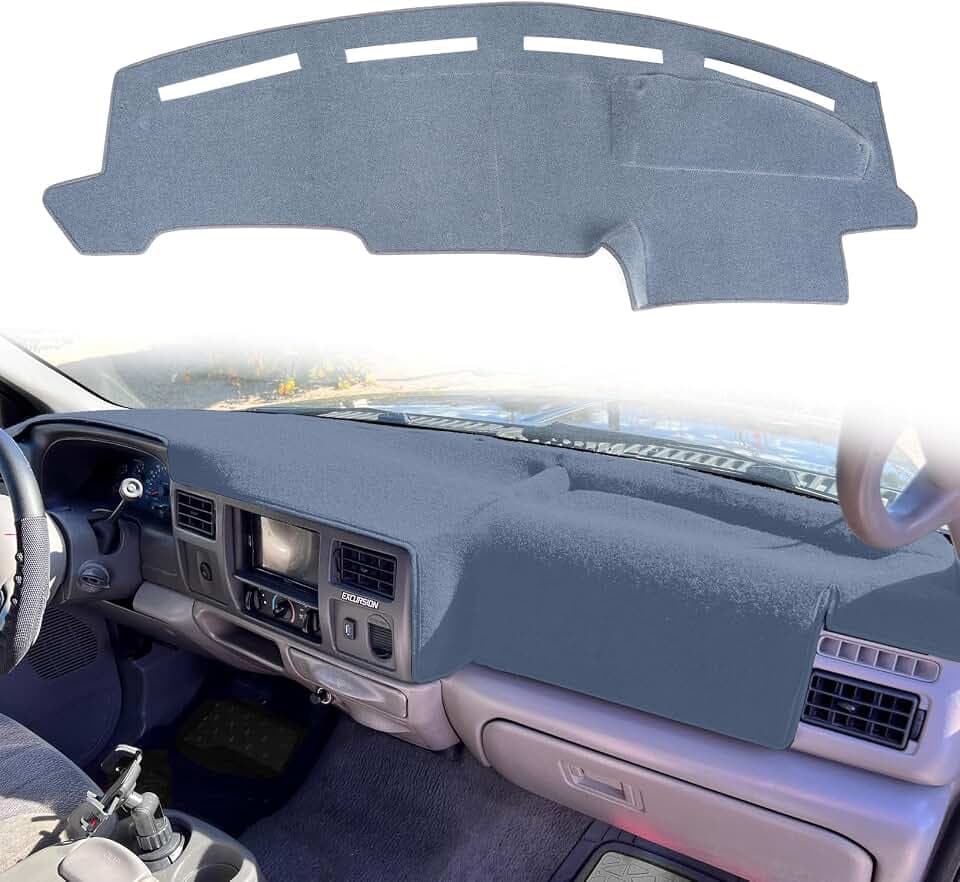 Dashboard Cover Custom Fit for Ford F250 F350 F450 Super Duty 1999 2000 2001 2002 2003 2004 / Ford Excursion 2000-2005,Dash Cover Mat Pad Carpet Protector (Dark Gray)