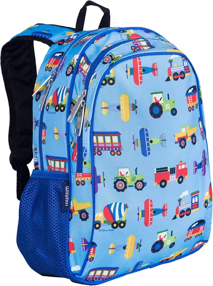 Wildkin 15 Inch Backpack for Kids, Trains, Planes, and Trucks