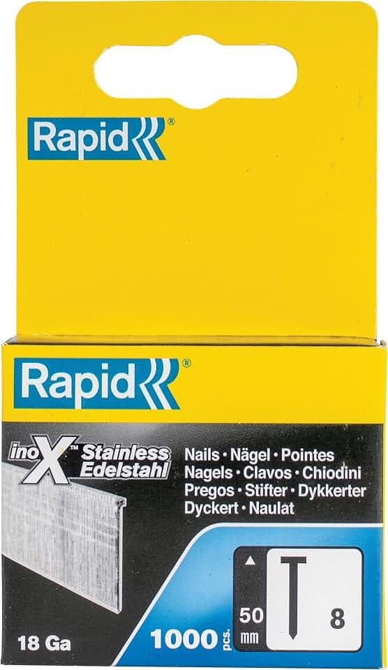 Rapid Nägel Typ 8, 50 mm, 18 Ga Stauchkopfnägel Edelstahl, 1.000 Stk.