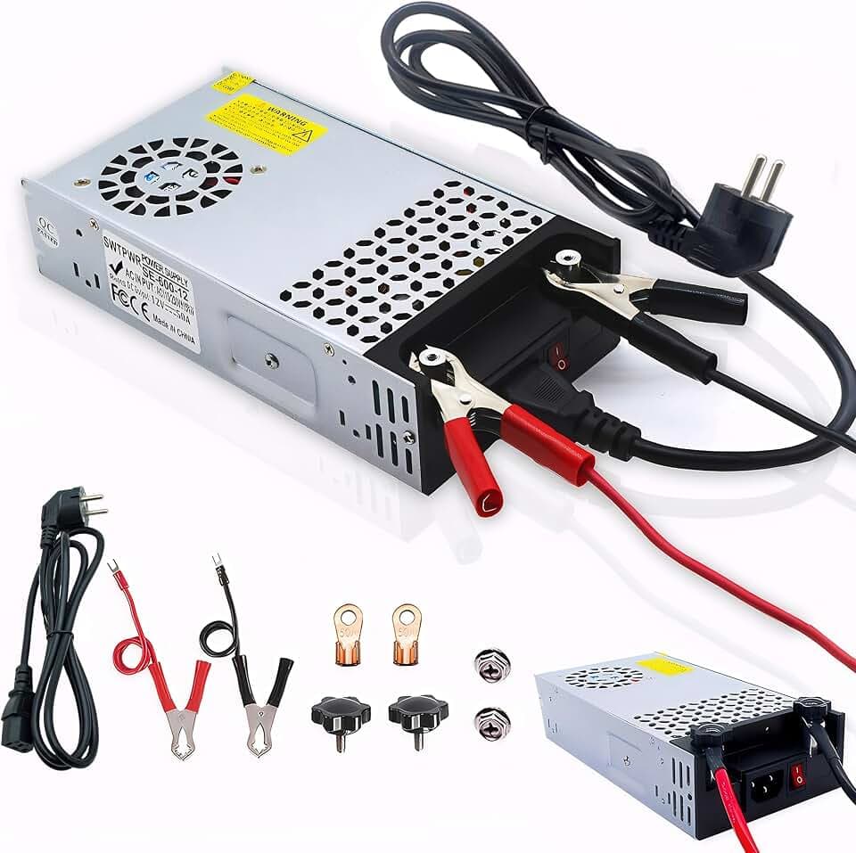 Upgraded AC to DC 12V 50A 600W Netzteil Transformator Schalternetzteil 230V AC auf DC Netzteil 12Volt Transformator Industriell für LED Lichtleiste CCTV Kamera Radio SMPS (DC12V-50A-600W)