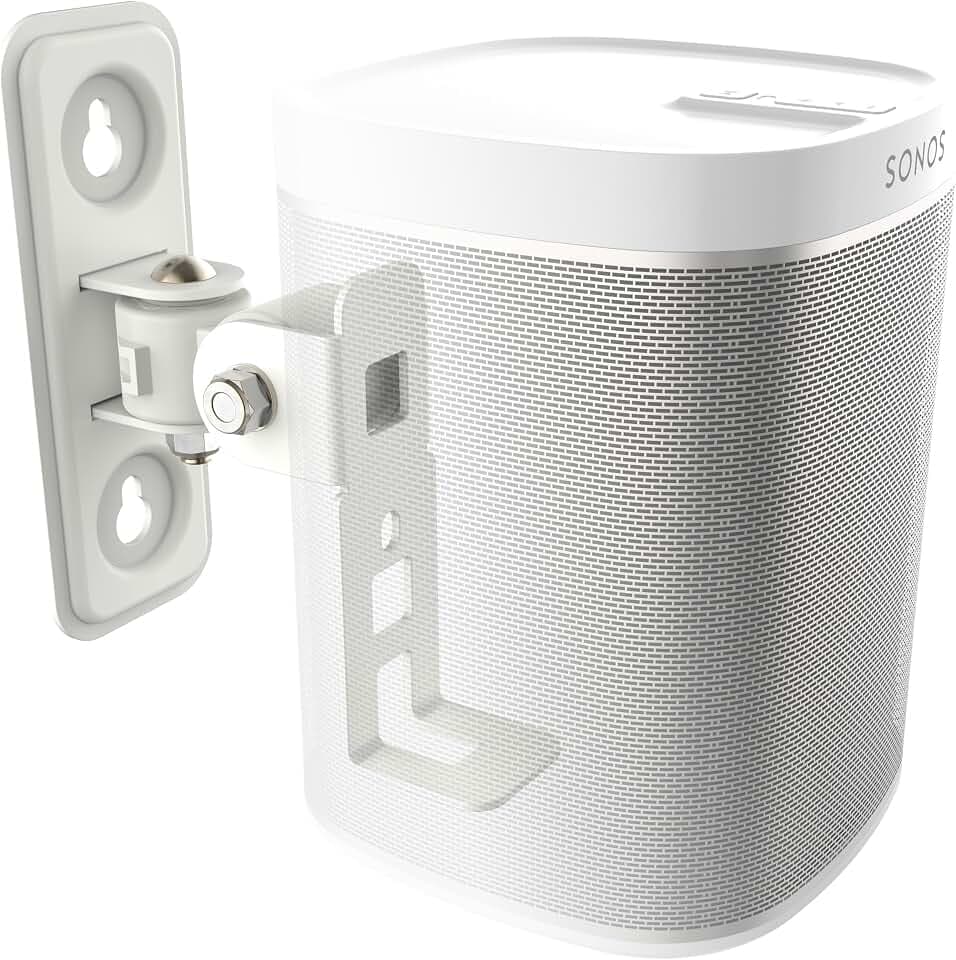 RICOO LH431-W Lautsprecher Wandhalterung für Sonos Play 1™ Box Lautsprecherwandhalterungen Boxenhalterung Wand Lautsprecherhalterung schwenkbar neigbar Wandhalter HiFi Audio Boxen Halterung
