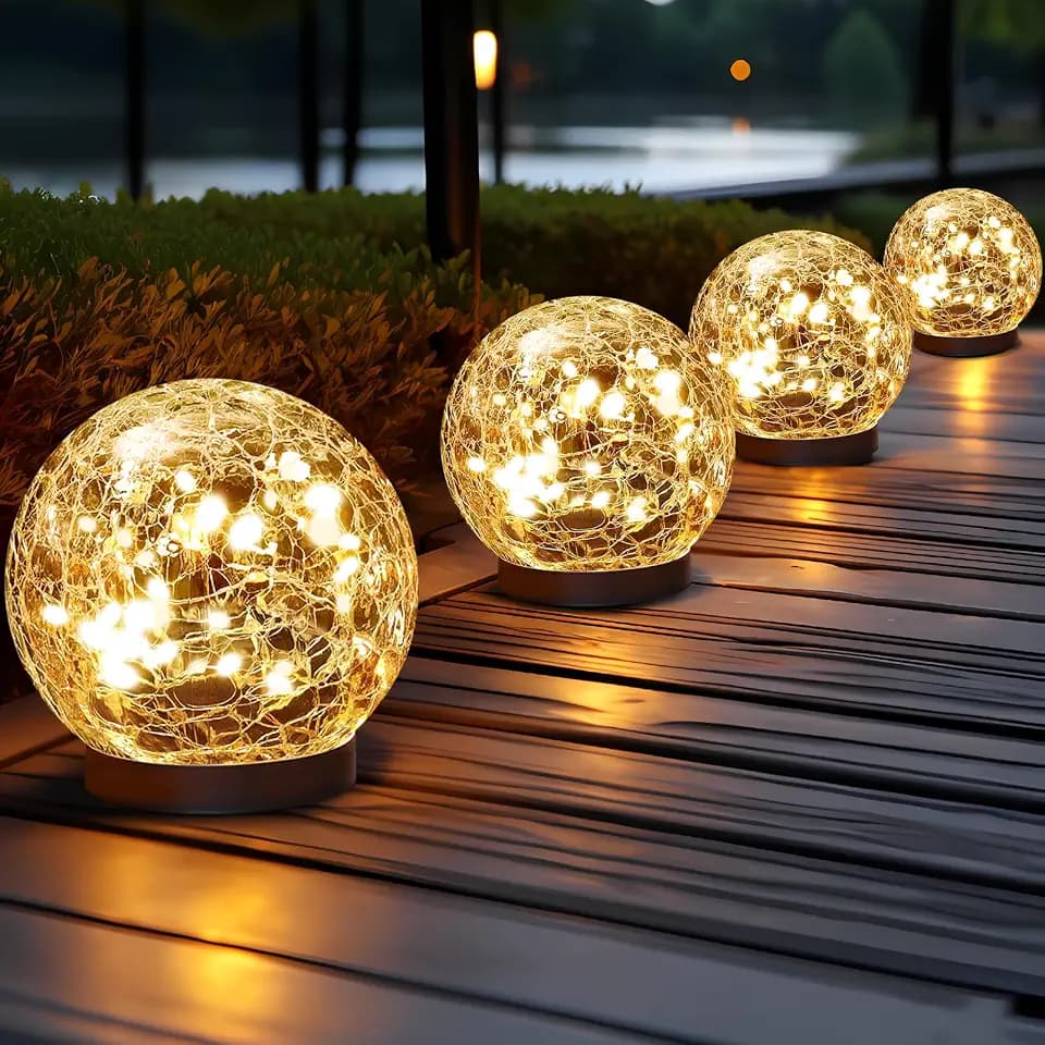JKIMK Solar Globe Lights Outdoor Waterproof-Solar Balls for Garden