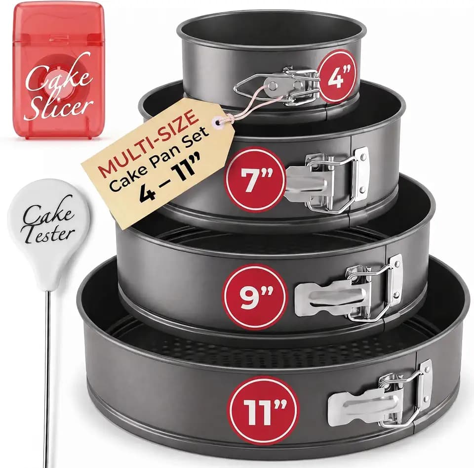 Cheesecake Pan and Springform Cake Pan Set - 4, 7, 9 and 11 in, NONSTICK