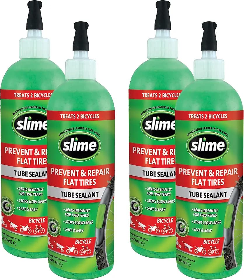 Slime 10056W-4PK Bike Tube Puncture Repair Sealant, Prevent and Repair, Suitable for All Bicycles, Non-Toxic, Eco-Friendly, 4 x 16oz Bottle