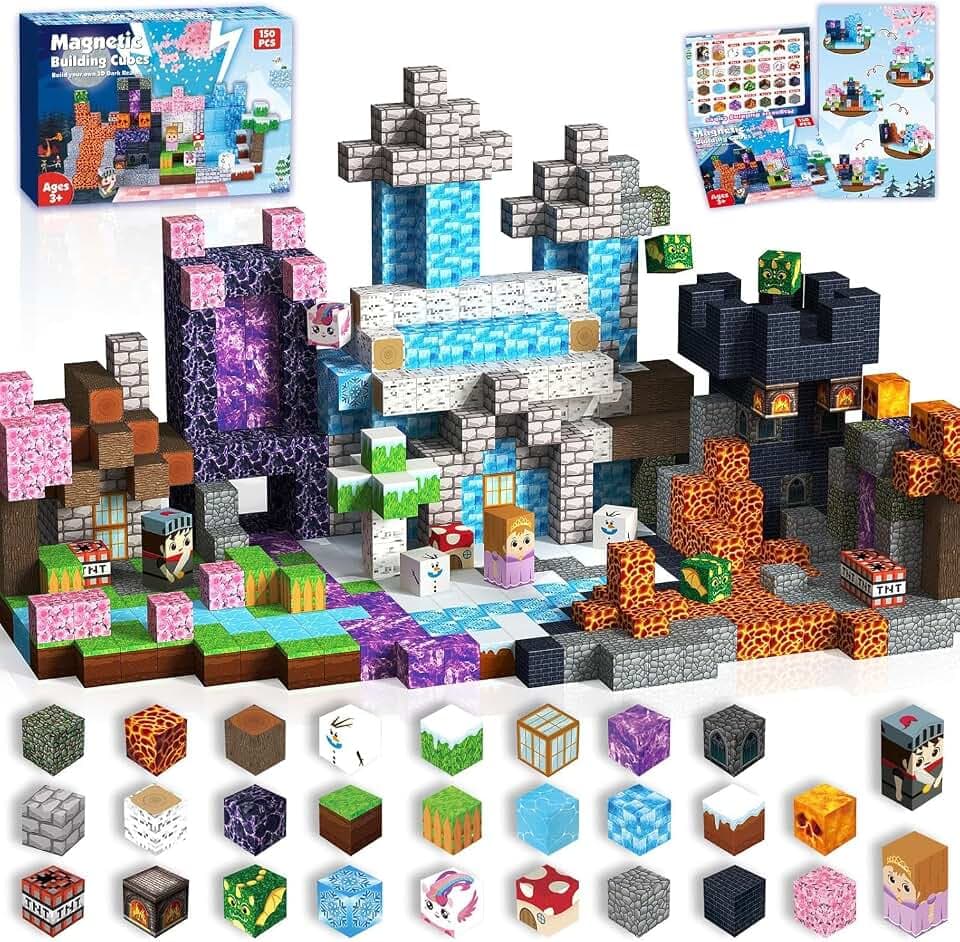 ToyUnited Magnetbausteine 150 Teile Set für Kinder, Magnetische Bausteine 3-in-1 Konstruktionsspielzeug ab 3 Jahren, Mint Pädagogisches Lernspielzeug & Geschenk für Jungen & Mädchen