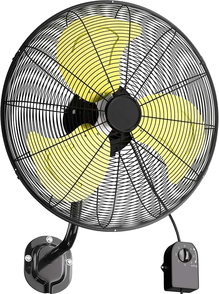 Uthfy 20 Inch Wall Mount Fan, High Velocity 7200 CFM Industrial Oscillating Fan, 3-Speed Heavy Duty Commercial Wall Fan for Indoor, Outdoor, Garage, Warehouse, Gym & Workshop, ETL Listed