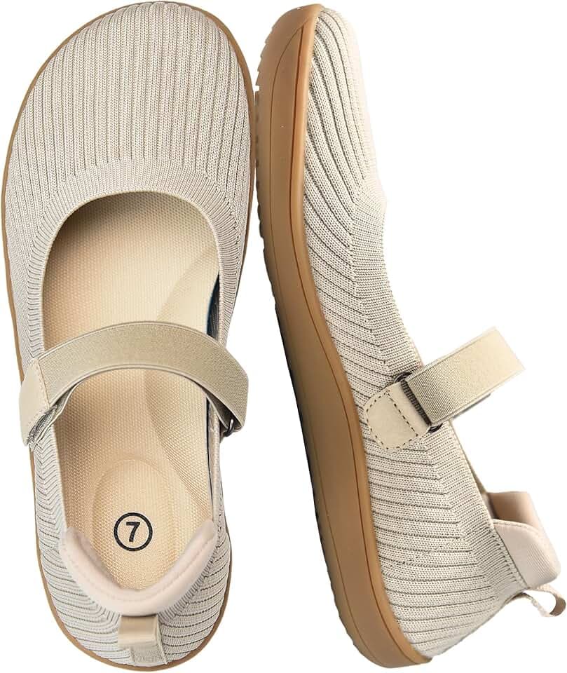 Mary Jane Flats for Women, Wide Toe Box Barefoot Ballet Shoes