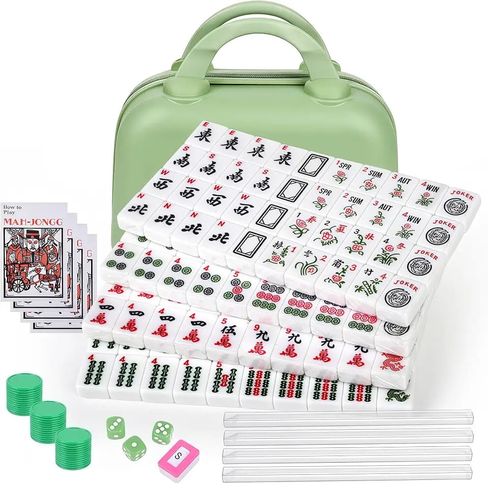American Mahjong Set, 166 Tiles with Carrying Bag for Travel
