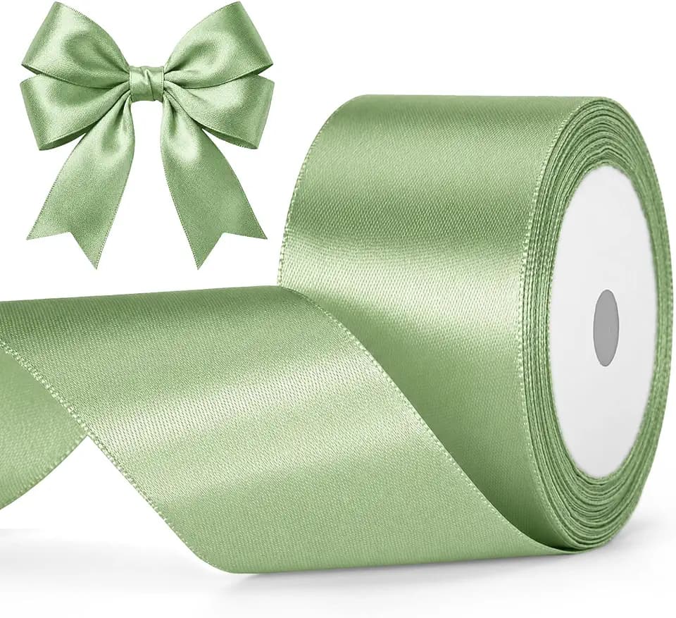 G2PLUS 50mm Salbei Grün Geschenkband Satin: 22m Schleifenband zum Bastel