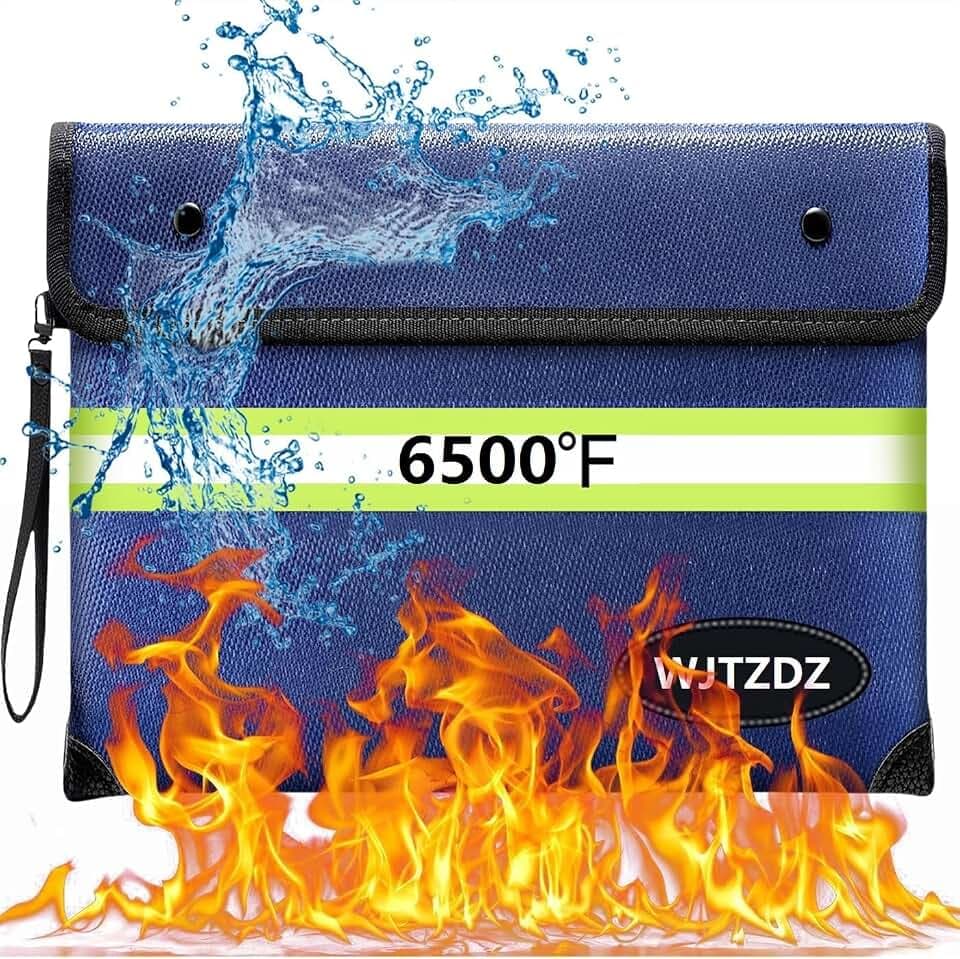 Upgraded Fireproof Money Bag,10 Layers of Heat Insulated Materials,6500°F Fireproof Bag with Waterproof Zipper/Reflective Strip with Handle for Cash,Important Documents(Not Suitable for A4 Files)