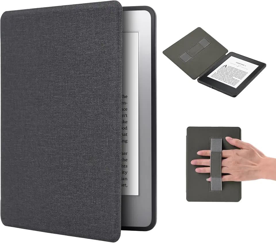 Hülle für Kindle Paperwhite 2018 10. Generation (Modellnummer: PQ94WIF), 6 Zoll Smart Cover Hülle mit Handschlaufe und automatischer Schlaf-/Weckfunktion, (Schwarz)