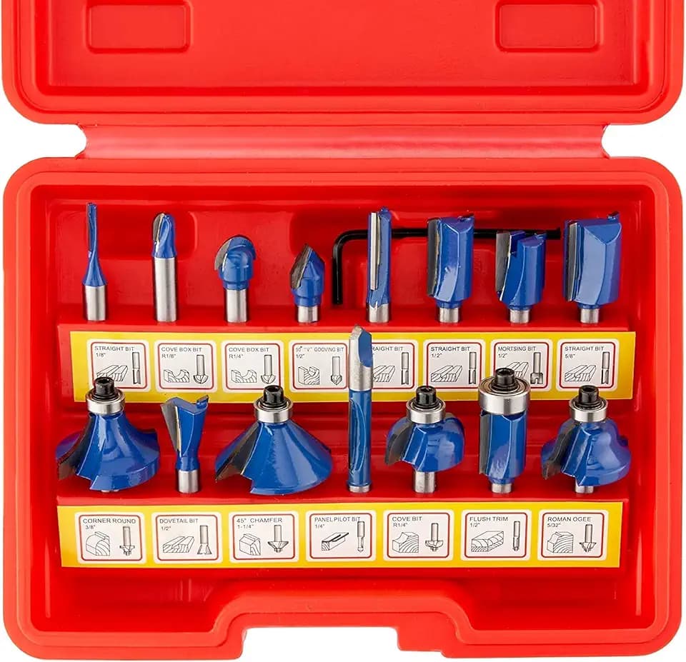 Hiltex 10100 Tungsten Carbide Router Bits | 15-Piece Set