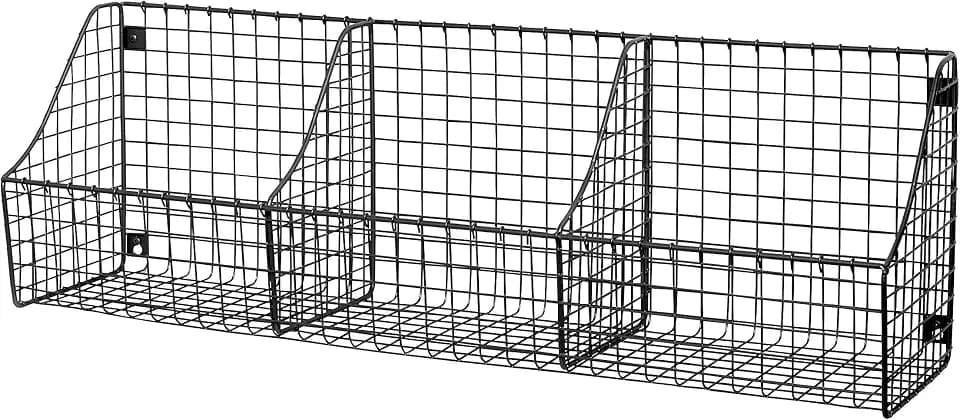 Spectrum Diversified 89076 Wall Mount Triple Storage Basket, Industrial Gray