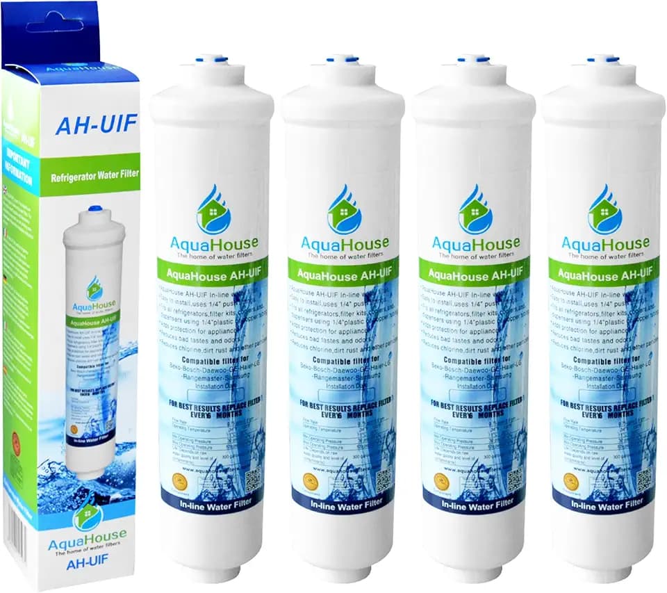 4x AquaHouse AH-UIF Kompatibel Kühlschrank Wasserfilter passt für Samsung DA29-10105J Haier Kemflo Aicro Kühlschrank nur mit externen Filtern