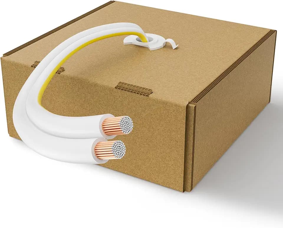 16AWG Speaker Wire 100 FT, 16/2 Gauge Audio Speaker Wire, for Car Speakers Stereo, Home Theater, Automotive Wire, White Jacket with Yellow Polarity Marker, CCA, 2 Conductors Electrical Wire