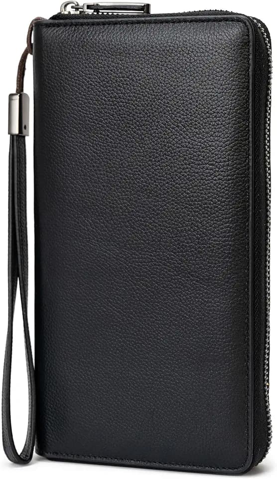 Bveyzi Women RFID Blocking Wallet Leather Zip Around Phone Clutch Large Capacity Ladies Travel Purse Wristlet