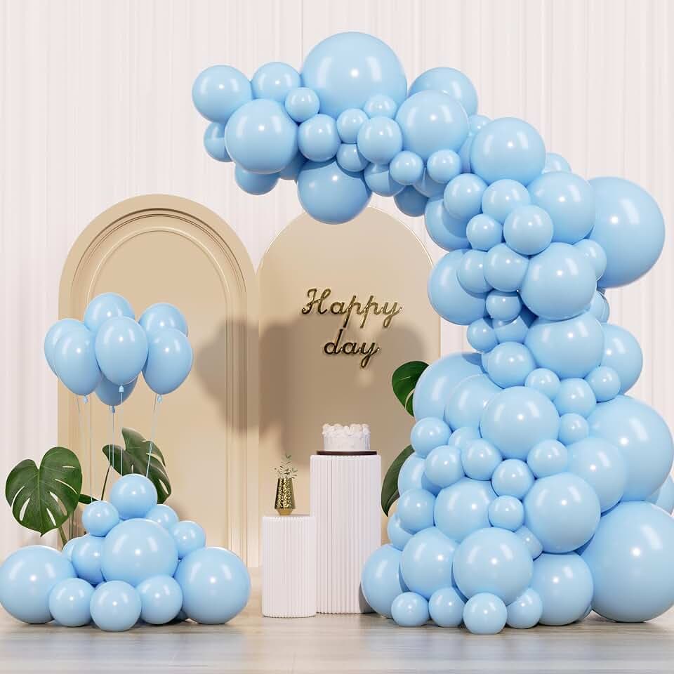 Pastel Blue Balloons 145pcs Different Sizes 18 12 10 5 Inches Baby Blue Light Blue Balloon Garland Arch for Birthday Baby Shower Wedding Anniversary Graduation Party Decorations