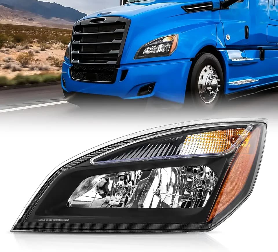 JFN Halogen Headlights Fit for Freightliner Cascadia 2018-2024, Replacement Headlamp DOT and SAE Approved, Perfect for Standard Models (Driver Side (Left))