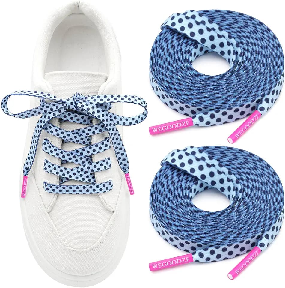 Pattern Print Shoe Laces: 2 Pairs 8MM Wide Flat Colorful Shoelaces