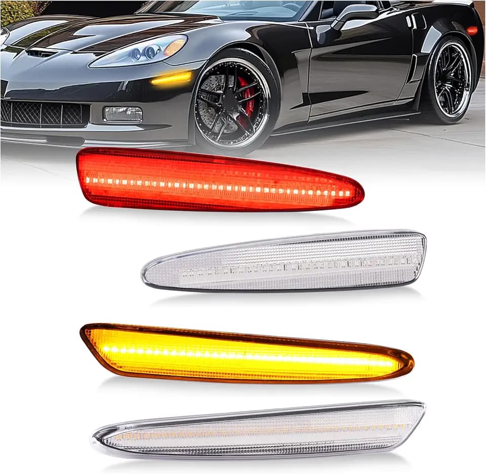 HECASA LED Side Marker Lights Compatible with 2005-2013 Chevy Corvette C6