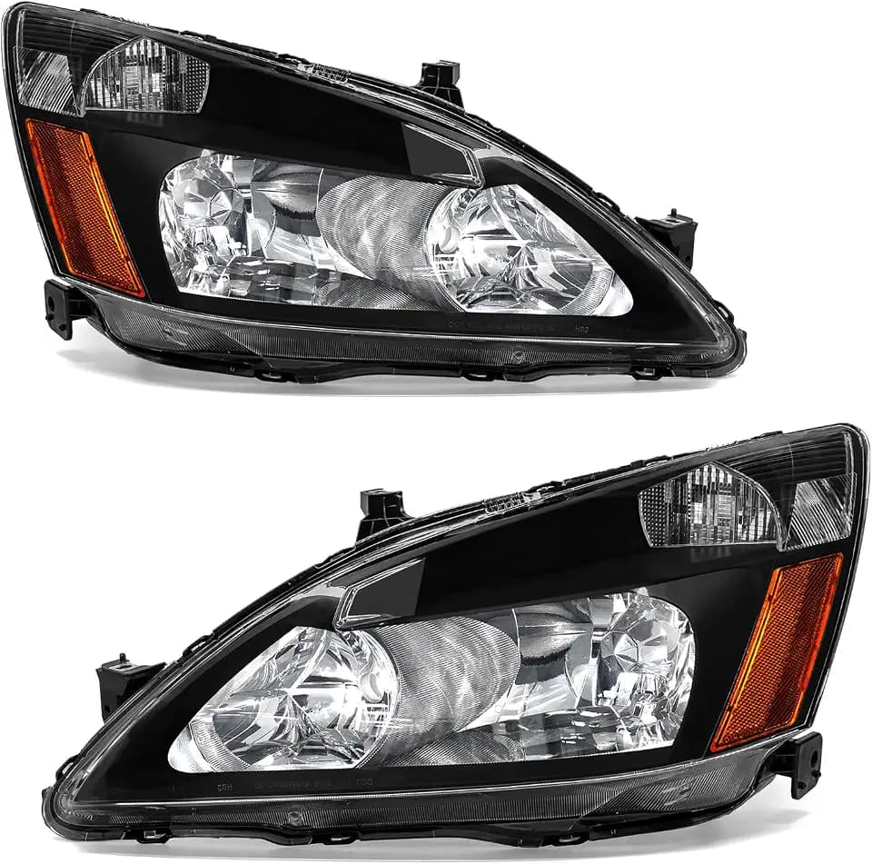 for 2003-2007 Honda Accord Headlights Assembly Black Pair