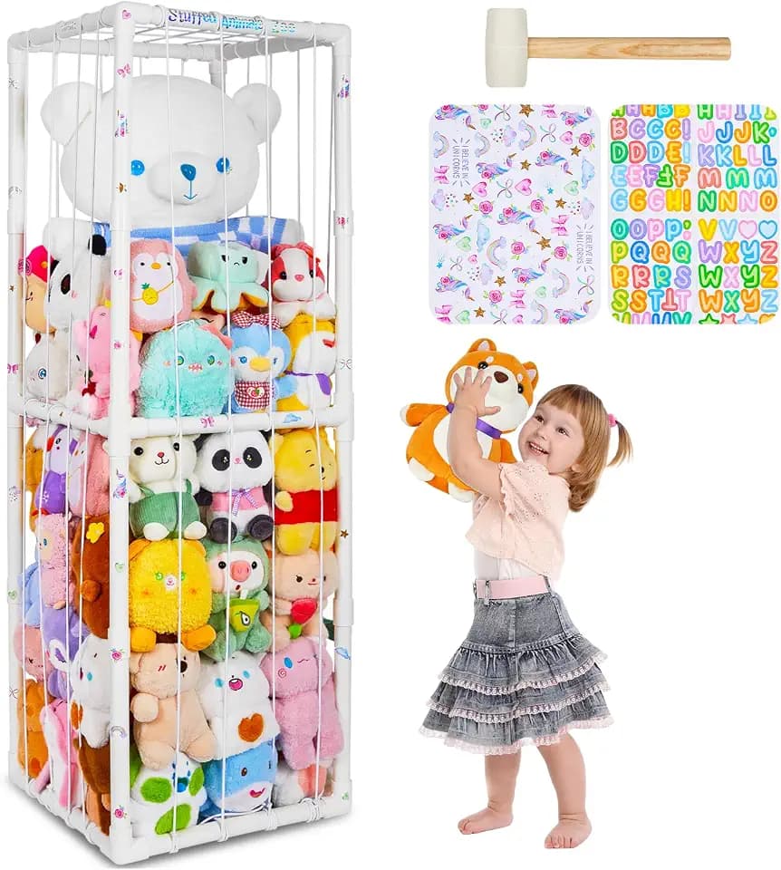 MHJY Kuscheltier Aufbewahrung Extra große Stofftier Aufbewahrung Plüschtier-Halterung Spielzeug Organizer Halter mit Elastischem Band für Kinderzimmer, Badezimmer, Kinderzimmermöbel